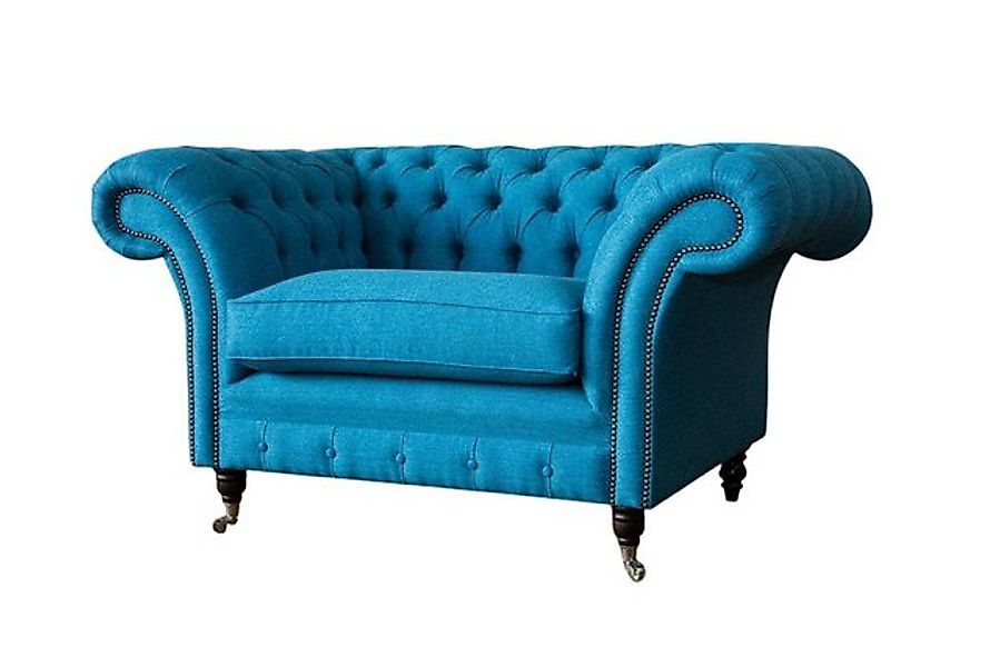 Xlmoebel Sofa Neue Chesterfield Polster-Sitzmöbel in blauem Textil- oder Le günstig online kaufen