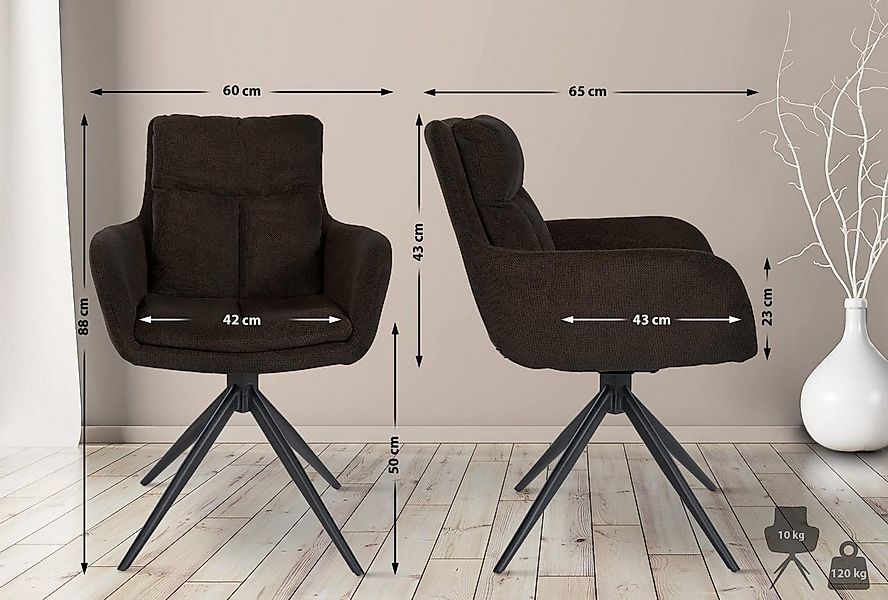 CLP Esszimmerstuhl Vilas (2er Set, 2 St), schwenkbarer Polster-Stuhl Mit St günstig online kaufen
