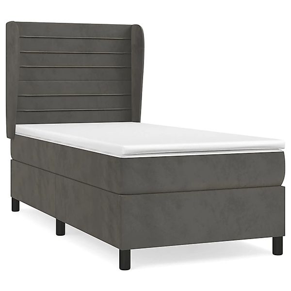 vidaXL Boxspringbett mit Matratze Dunkelgrau 90x200 cm Samt1534987 günstig online kaufen