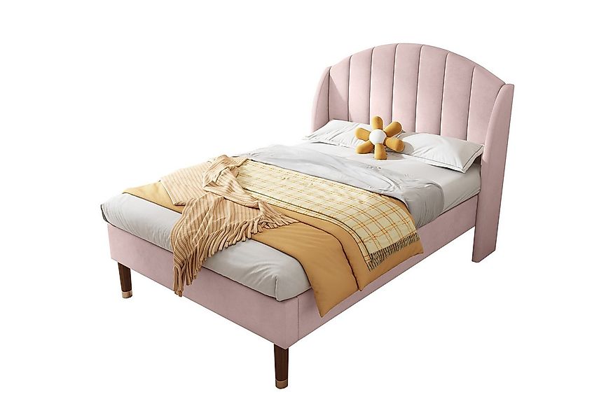 Flieks Polsterbett, Einzelbett Massivholzbett Kiefer 90x200cm Samt günstig online kaufen