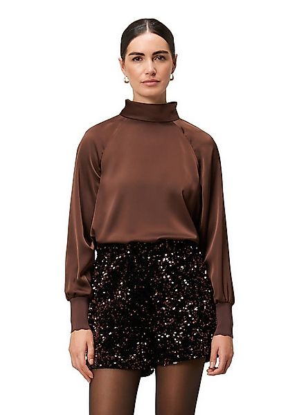 Zero Satinbluse Damen mit Stehkragen günstig online kaufen