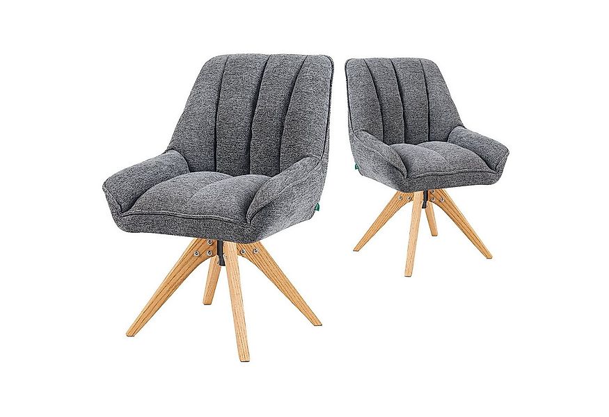 DUBI Möbel Polsterstuhl Mika-Lio 2er-Set, Federkern, Eiche geölt, 360° dreh günstig online kaufen
