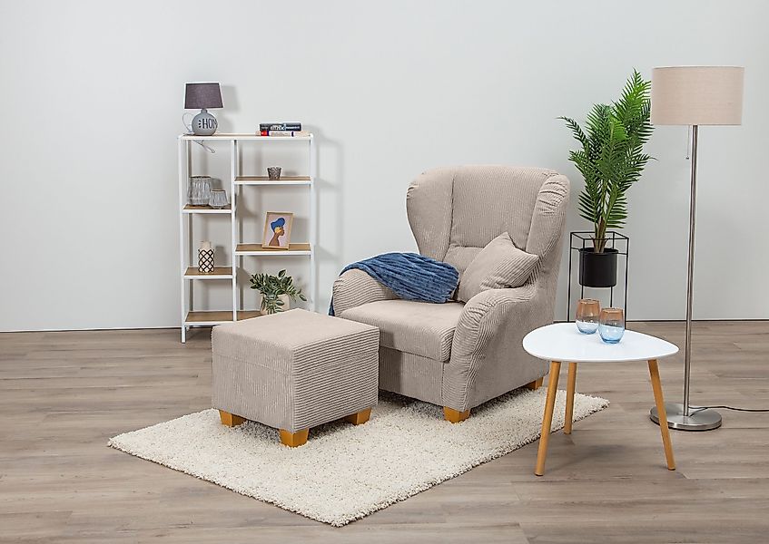 Home affaire Ohrensessel Oliver, Ohrensess,mit Hocker,Zierkissen,Klassische günstig online kaufen