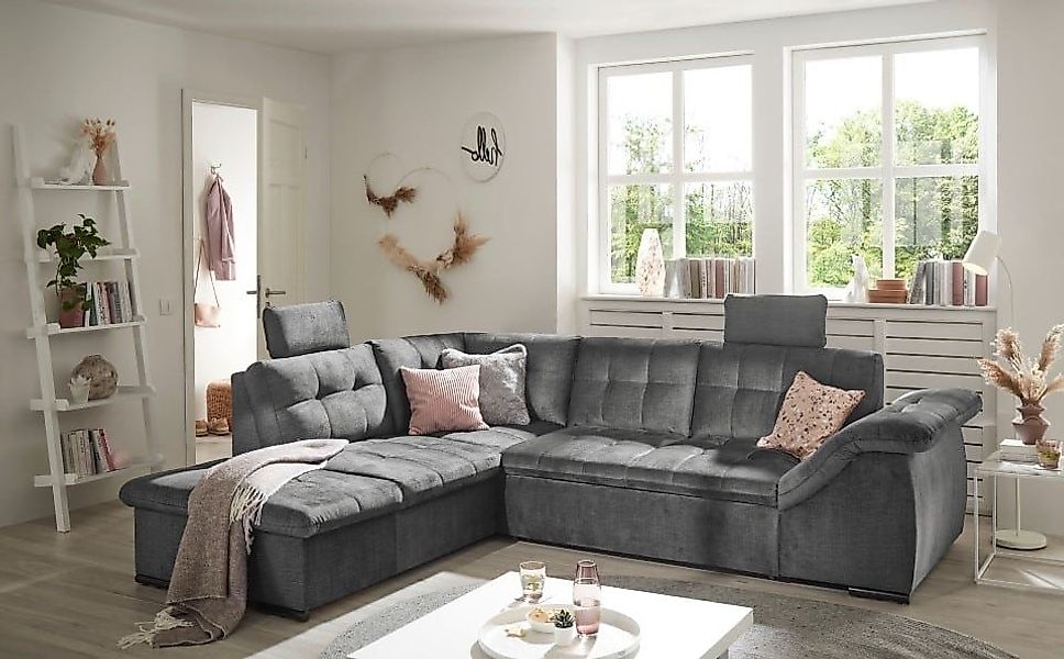 ED EXCITING DESIGN Ecksofa "Estrella L-Form", mit Bettfunktion, Bettkasten, günstig online kaufen