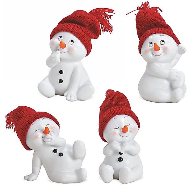 matches21 HOME & HOBBY Dekofigur Schneemann Figuren 4er rote Mützen 8 cm (4 günstig online kaufen