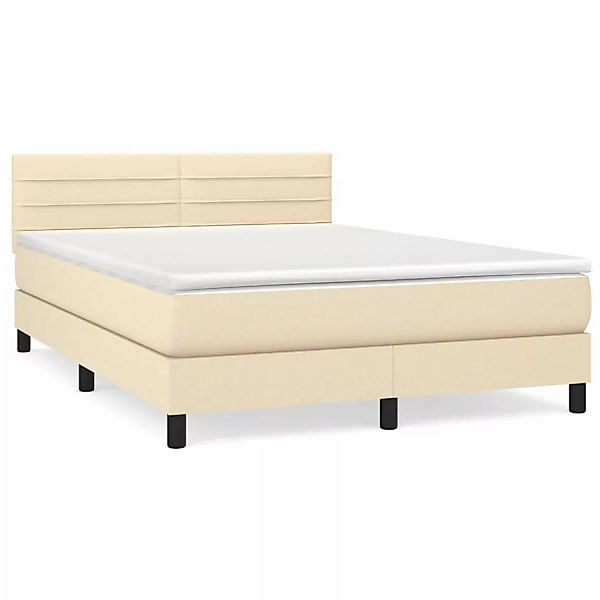 vidaXL Boxspringbett mit Matratze Creme 140x200 cm Stoff1373128 günstig online kaufen