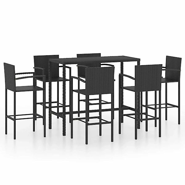 7-tlg. Gartenbar-set Poly Rattan Schwarz günstig online kaufen