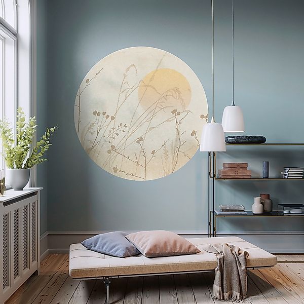 Sanders & Sanders Selbstklebende Runde Tapete Landschaft Sandbeige Ø 125 cm günstig online kaufen