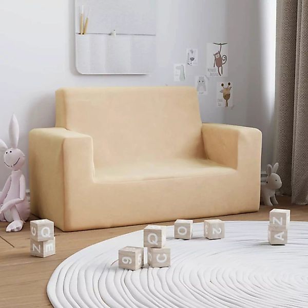 Vidaxl Kindersofa 2-sitzer Creme Weich Plüsch günstig online kaufen