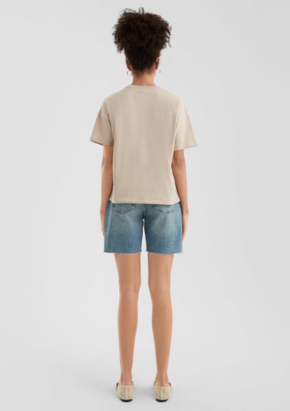 QS Kurzarmshirt T-Shirt Baumwollshirt mit überschnittener günstig online kaufen