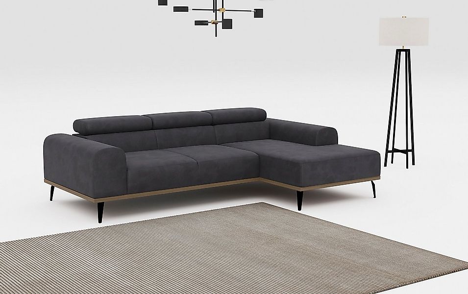 PLACES OF STYLE Ecksofa "Carlo L-Form" mit Kopfteilverstellung & Holz-Rahme günstig online kaufen