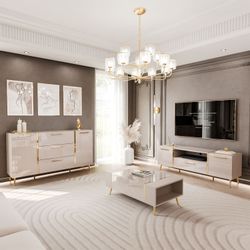 ALLHOUSE24 Wohnzimmer-Set DIAMANT Kaschmir Hochglanz GOLD günstig online kaufen