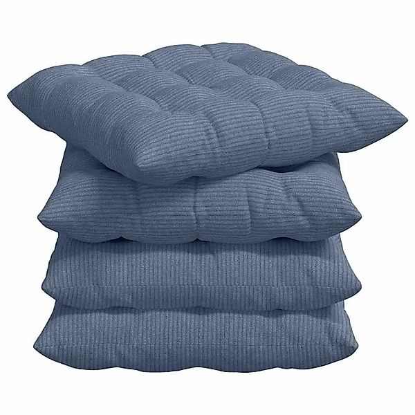 vidaXL Sitzkissen 4 Stk Blau 40 x 40 x 6 cm Cordstoff 42015184 günstig online kaufen