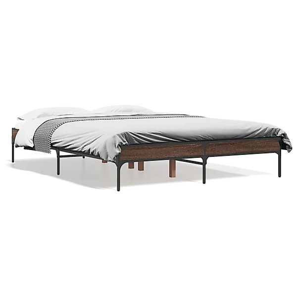 vidaXL Bettgestell Braun Eichen-Optik 140x190 cm Holzwerkstoff Metall 84504 günstig online kaufen