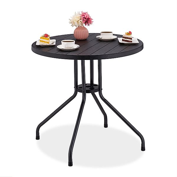 relaxdays Gartentisch Runder Gartentisch in Holzoptik günstig online kaufen