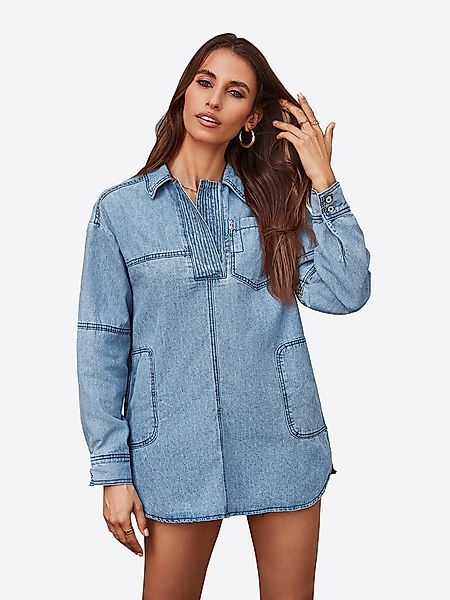 Imily Bela Longpullover Damen Lockere Jeansjacke (Packung, 1-tlg., 1per-Pac günstig online kaufen