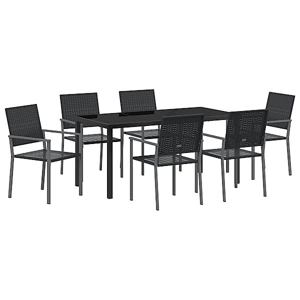 vidaXL Garten Essgruppe 7-Tlg Schwarz Poly Rattan 3379083 günstig online kaufen