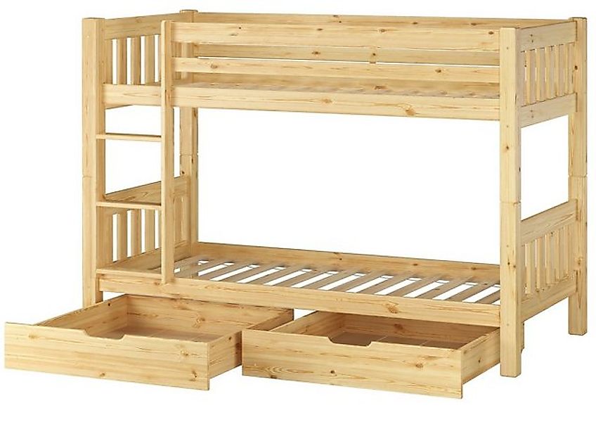 ERST-HOLZ Etagenbett Kinderetagenbett aus Kiefer 2 Rollroste 2 tlg. Bettkas günstig online kaufen