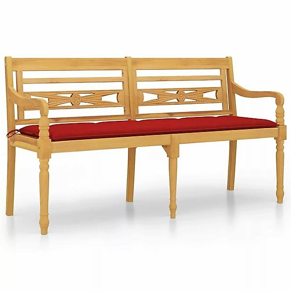 Vidaxl Batavia-bank Mit Rotem Kissen 150 Cm Massivholz Teak günstig online kaufen