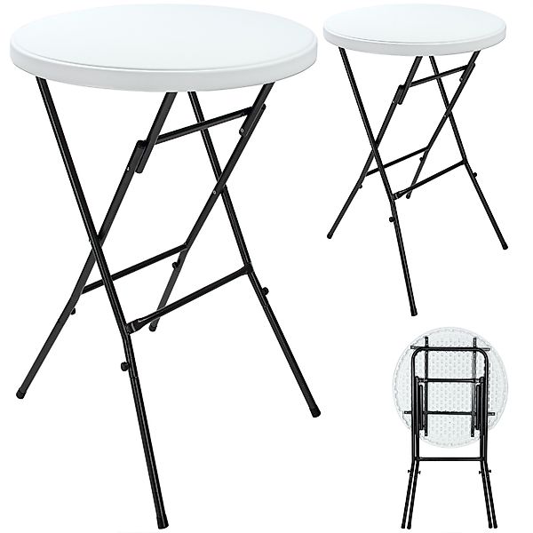 Stehtisch klappbar 2er-Set Kunststoff Ø72cm Weiß günstig online kaufen