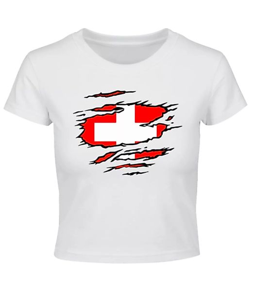 Zerrissene Fahne Schweiz · Crop T-Shirt günstig online kaufen