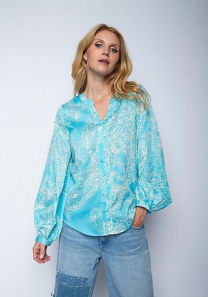 Emily Van Den Bergh Hemdbluse Bluse EMILY VAN DEN BERGH aqua/weiss günstig online kaufen