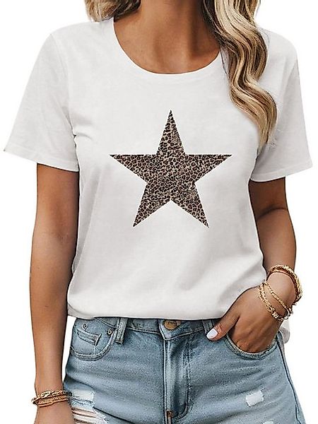 PYL Kurzarmbluse Damen Bequemes Sommer T shirt mit Ausgefallene Druck Beque günstig online kaufen
