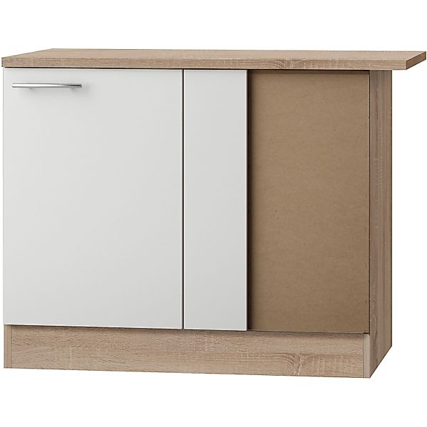 Optifit Küchen-Eck-Unterschrank Dakar286 100 x 84,8 x 60 cm Weiß Eiche NB günstig online kaufen