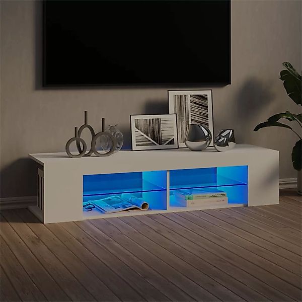 Tv-schrank Mit Led-leuchten Weiß 135x39x30 Cm günstig online kaufen