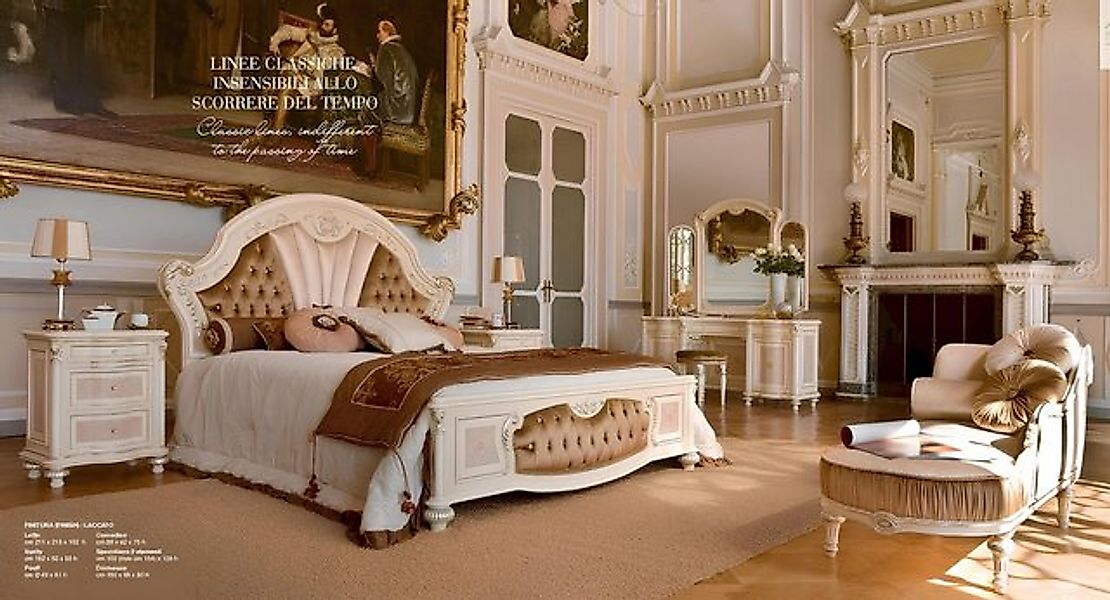 JVmoebel Bett Chesterfield Bett Doppelbett Luxus Stoff Schlafzimmer Beige B günstig online kaufen