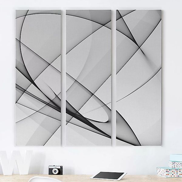 3-teiliges Leinwandbild Schwarz-Weiß - Quadrat Winter Shapes günstig online kaufen