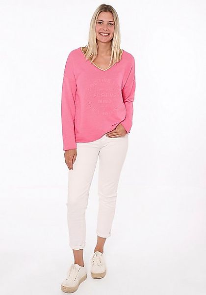 Zwillingsherz Sweatshirt Positive Mind mit Kontrastnaht in Neonfarbe günstig online kaufen