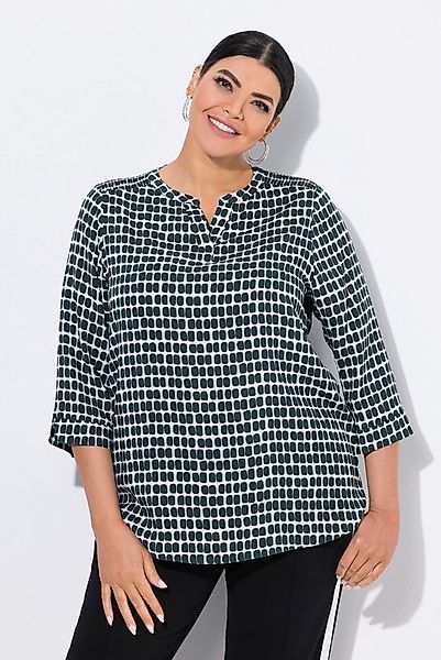 Ulla Popken Longbluse Satinbluse Smok-Schulter Tunika-Ausschnitt 3/4-Arm günstig online kaufen