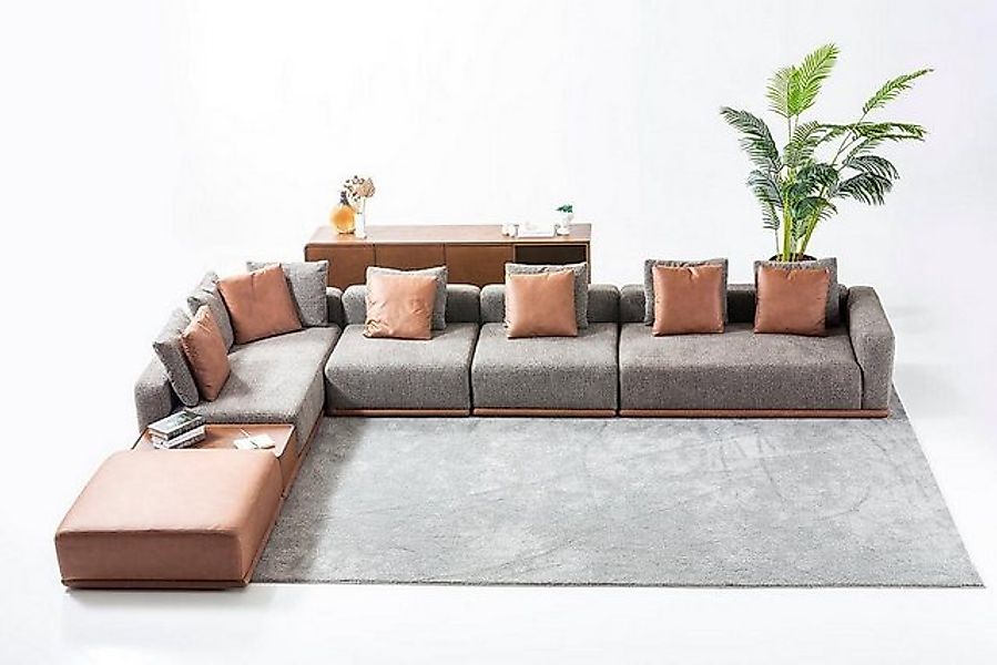 Xlmoebel Ecksofa Designer Stoffsofa in grauer Wohnlandschaft mit Eckgarnitu günstig online kaufen