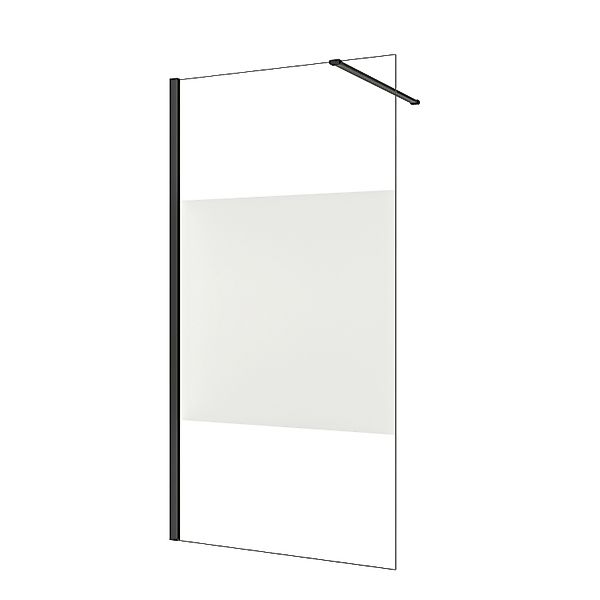 AICA Schwarz Walk in Duschwand 90x200cm Milchglasstreifen Duschabtrennung 8 günstig online kaufen