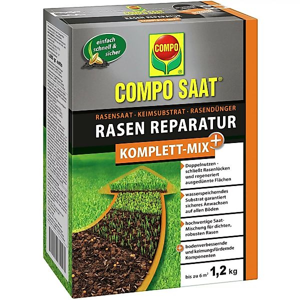 Compo Saat® Rasen-Reparatur Komplett Mix+ 1,2 kg für bis zu 6 m² günstig online kaufen