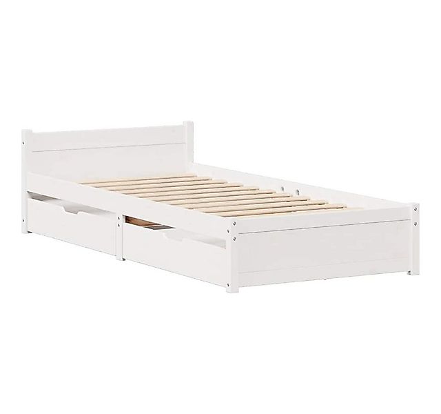vidaXL Bett Massivholzbett ohne Matratze Weiß 75x190 cm Kiefernholz günstig online kaufen