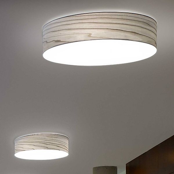 LZF LED-Wandlampe Gea, grau, Ø 42 cm, Holz günstig online kaufen