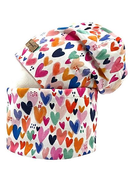nadycat Beanie WHITE HEARTS (2-St., Beanie mit passendem Loop) handgefertig günstig online kaufen