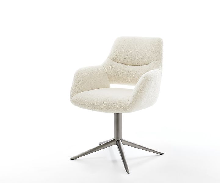 Drehstuhl Yago-Flex mit Armlehnen Teddystoff Beige Fußkreuz Graphit 360° dr günstig online kaufen