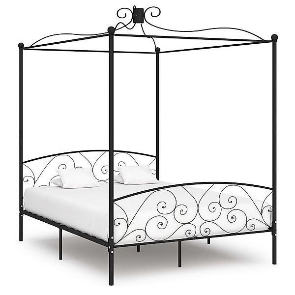 furnicato Bettgestell Himmelbett-Gestell Schwarz Metall 160 günstig online kaufen