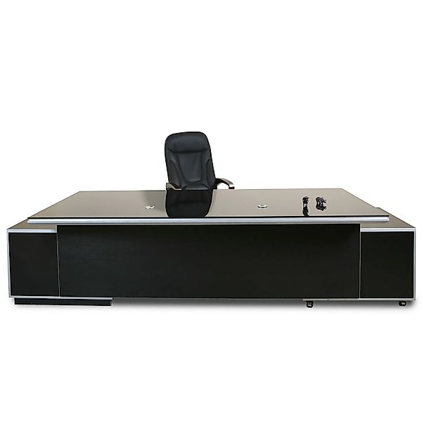 Jet-Line Luxus Chef Schreibtisch  Kehl Schwarz Inkl 2 Sideboards 245 x 105 günstig online kaufen