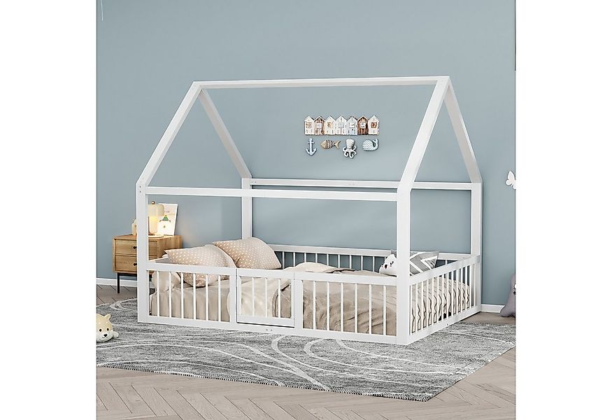 Flieks Kinderbett, Hausbett Metallbett Doppelbett 140x200cm mit Lattenrost, günstig online kaufen