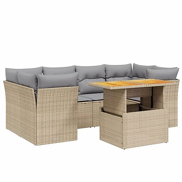 vidaXL 7-tlg Garten-Sofagarnitur mit Kissen Beige Poly Rattan Modell 391 günstig online kaufen