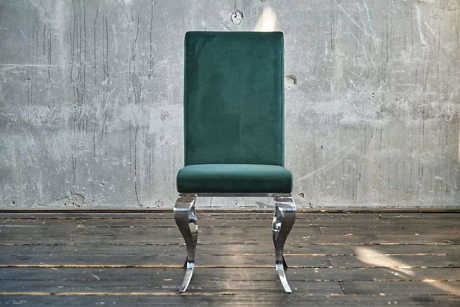 KAWOLA Stuhl LEIA Esszimmerstuhl Barock Velvet grün günstig online kaufen