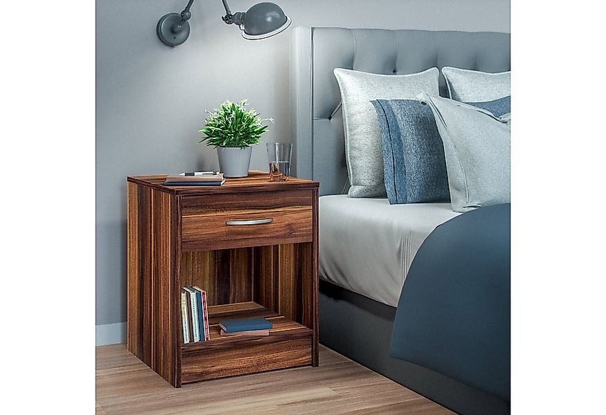 Casaria Nachttisch Hamburg, mit Schublade Ablagefach Griff in Alu Optik 50x günstig online kaufen