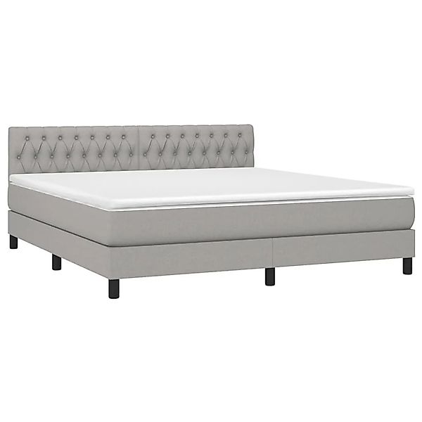 vidaXL Boxspringbett mit Matratze & LED Hellgrau 180x200 cm Stoff 3133413 günstig online kaufen