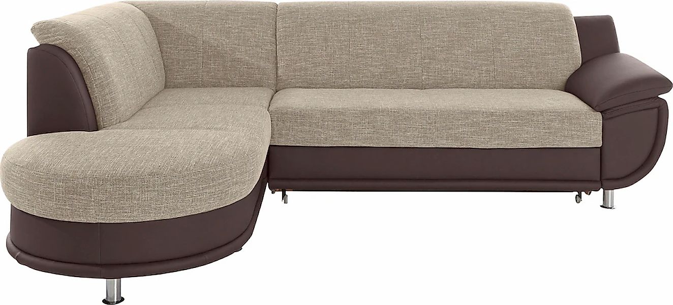 TRENDMANUFAKTUR Ecksofa "Rondo 3, zeitlos und bequem, Materialmix, breite A günstig online kaufen
