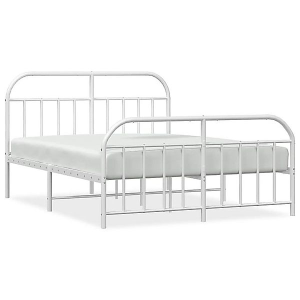 vidaXL Bettgestell, Bettrahmen mit Kopf- und Fußteil Metall Weiß 140x200 cm günstig online kaufen