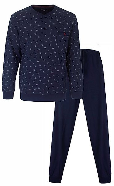Paul Hopkins Schlafanzug Herren Pyjama lang mit Bündchen (2 tlg) Baumwolle günstig online kaufen